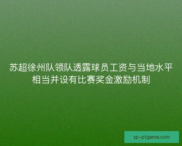 苏超徐州队领队透露球员工资与当地水平相当并设有比赛奖金激励机制