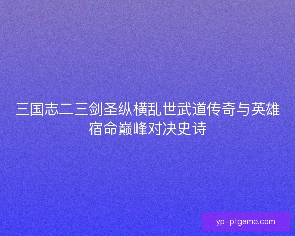 三国志二三剑圣纵横乱世武道传奇与英雄宿命巅峰对决史诗